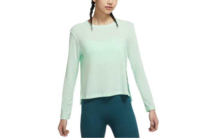 Nike Nike T Shirts Women's Green Crew Neck Moderate Straight Fit
