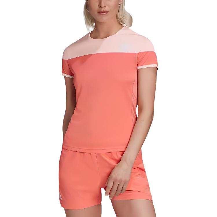 Adidas Adidas T Shirts Women's Pink Crew Neck Moderate Straight Fit