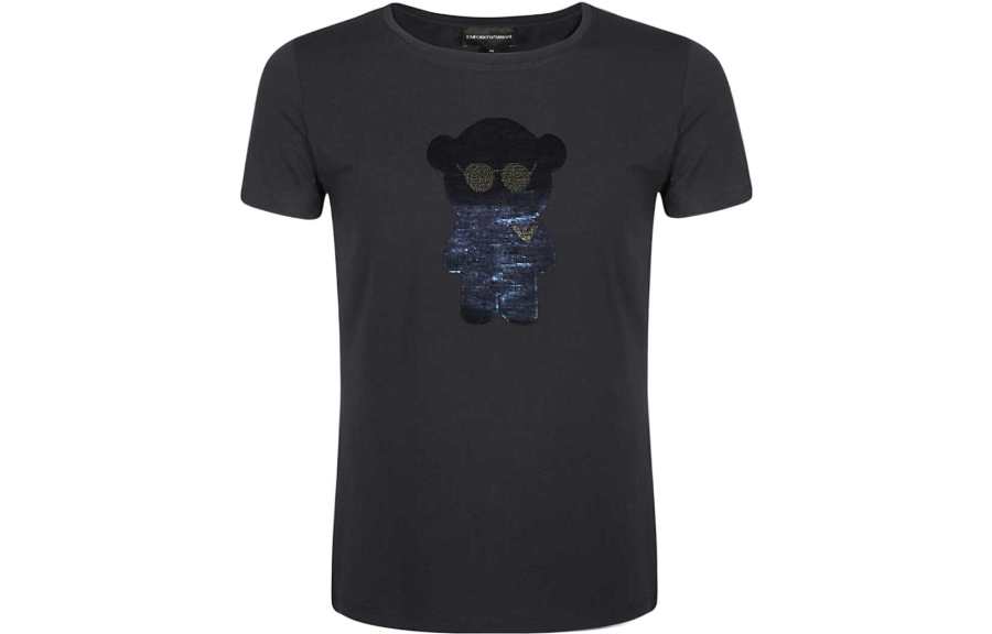 EMPORIO ARMANI T Shirts Women's Dark Blue Crew Neck Moderate Straight Fit