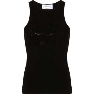 Blumarine Rhinestone logo Tank Top