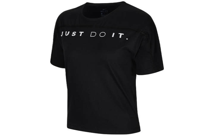 Nike Nike Dri Fit T Shirts Women's Black Crew Neck Moderate Straight Fit