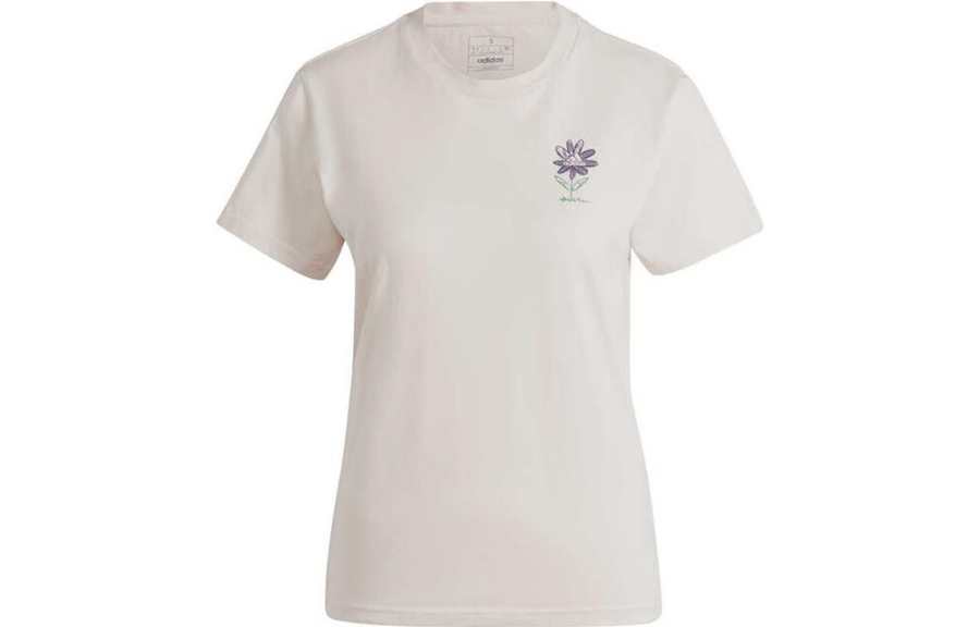 Adidas Adidas T Shirts Women's Khaki Crew Neck Moderate Straight Fit