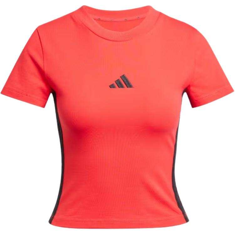 Adidas Adidas Women's Essentials 3 Stripes Slim Baby T Shirt Pure Ruby/Black