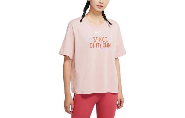 Nike Nike T Shirts Women's Pink Crew Neck Moderate Straight Fit