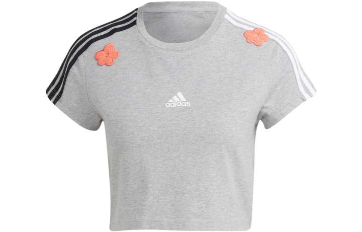 Adidas Adidas Crop Tops Women's Medium Heather Gray Crew Neck Moderate