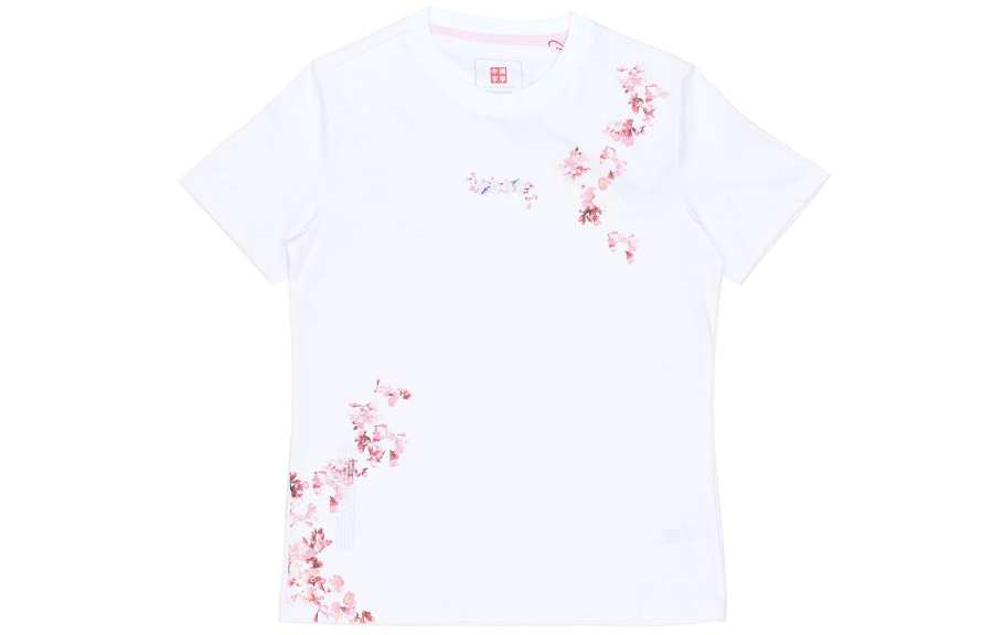 Li-Ning Li Ning T Shirts Women's White Crew Neck Moderate