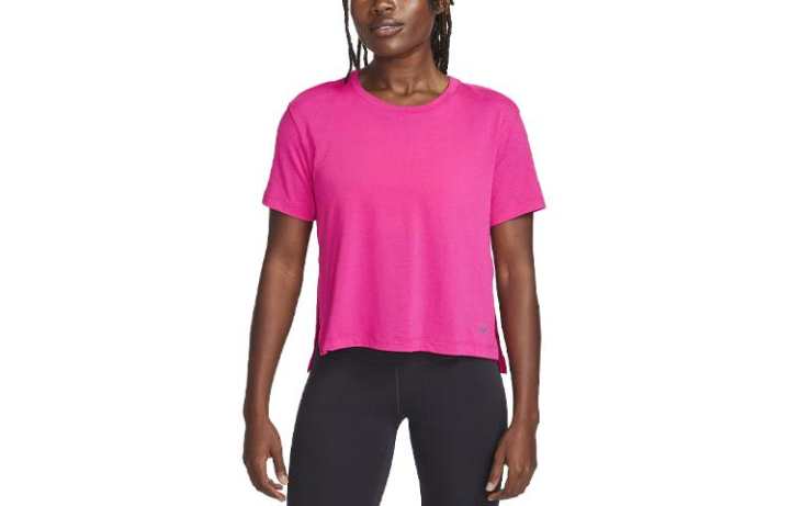 Nike Nike Dri Fit T Shirts Women's Rose Red Crew Neck Moderate Straight Fit
