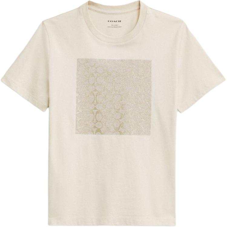 COACH T Shirts Women's Beige Crew Neck Moderate