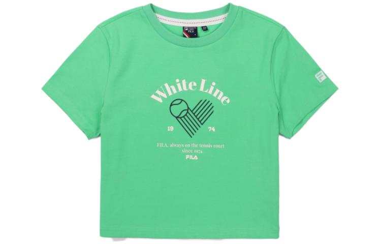 FILA Crop Tops Women's Green Crew Neck Moderate