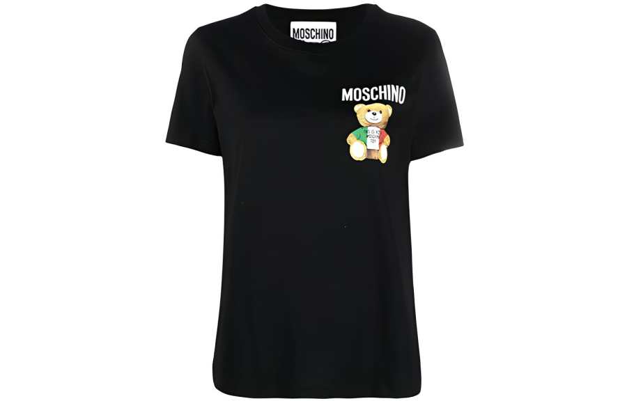 MOSCHINO T Shirts Women's Black Crew Neck Moderate Straight Fit
