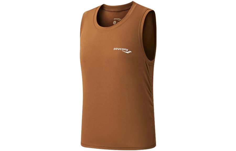 Saucony T Shirts Women's Coffee Brown Crew Neck Moderate Straight Fit
