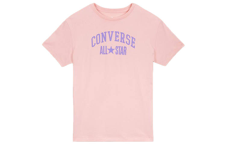 Converse T Shirts Women's Pink Crew Neck Moderate Straight Fit