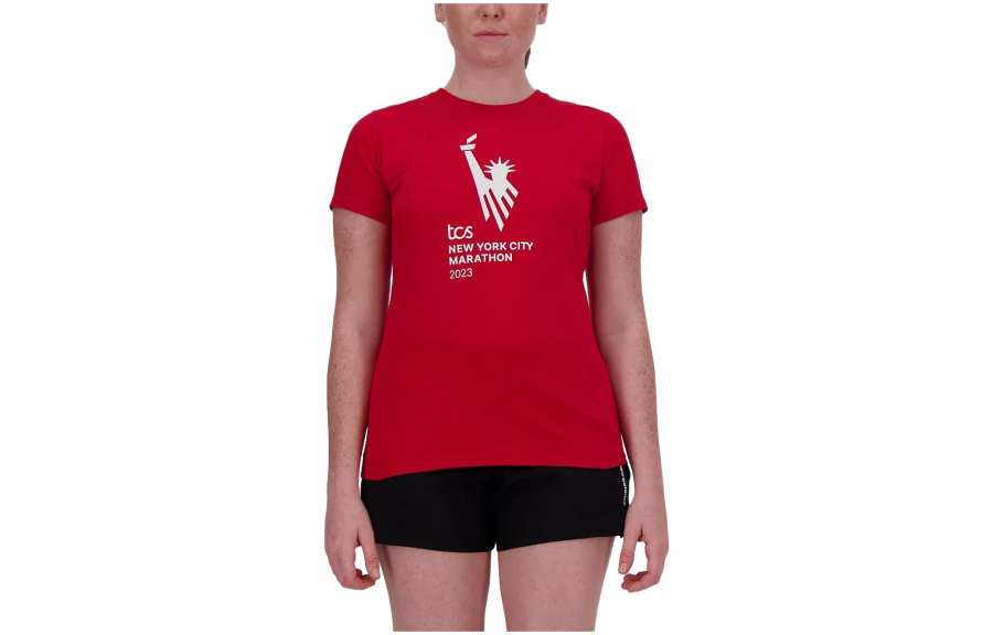 New Balance New Balance T Shirts Women's Red Crew Neck Moderate Straight Fit