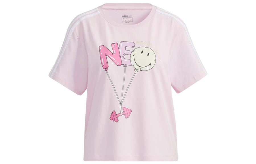 Adidas Neo Drop Shoulder Sleeve T Shirt Women's Pink