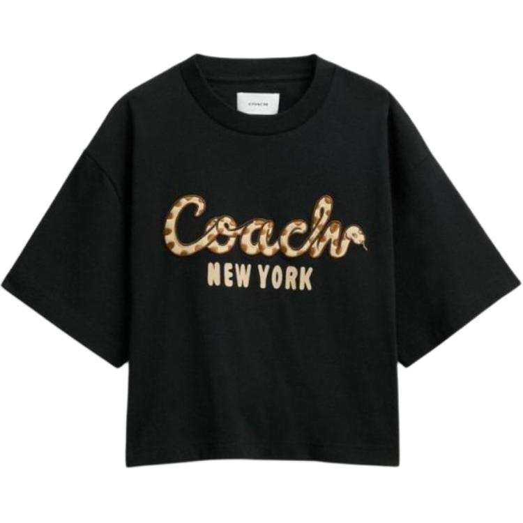 COACH Drop Shoulder Sleeve T Shirt Women's Black