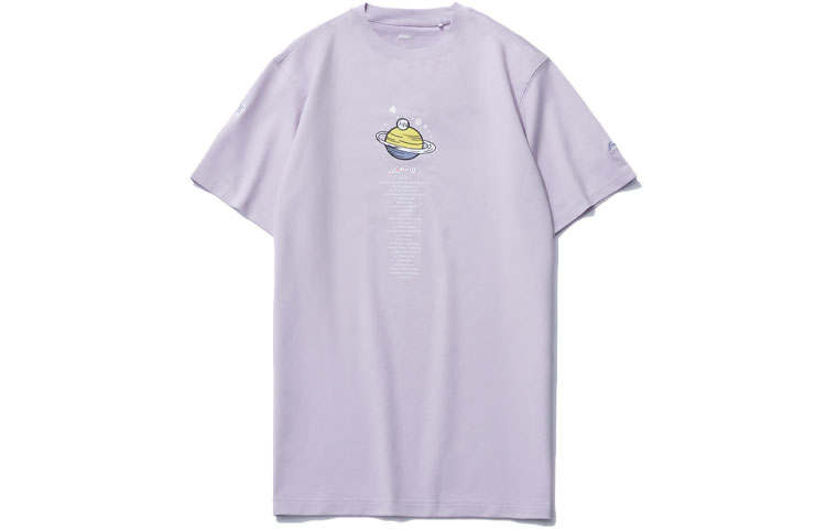 Li-Ning Li Ning Sports Fashion Collection T Shirts Women's Moonlight Purple Crew Neck Moderate Straight Fit