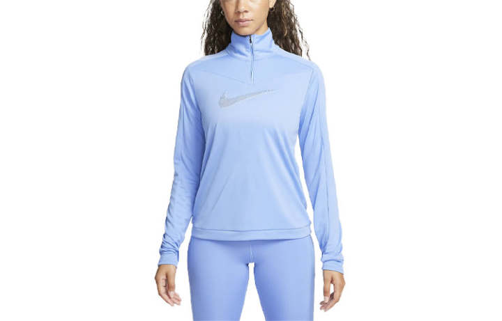 Nike Nike T Shirts Women's Blue Turtleneck Moderate Straight Fit