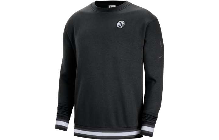 Nike Nike NBA Brooklyn Nets, Fleece Lined Sports Crew Neck Pullover Long Sleeved Basketball Jersey Men's Black