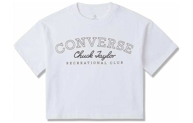 Converse T Shirts Women's White Crew Neck Moderate Straight Fit
