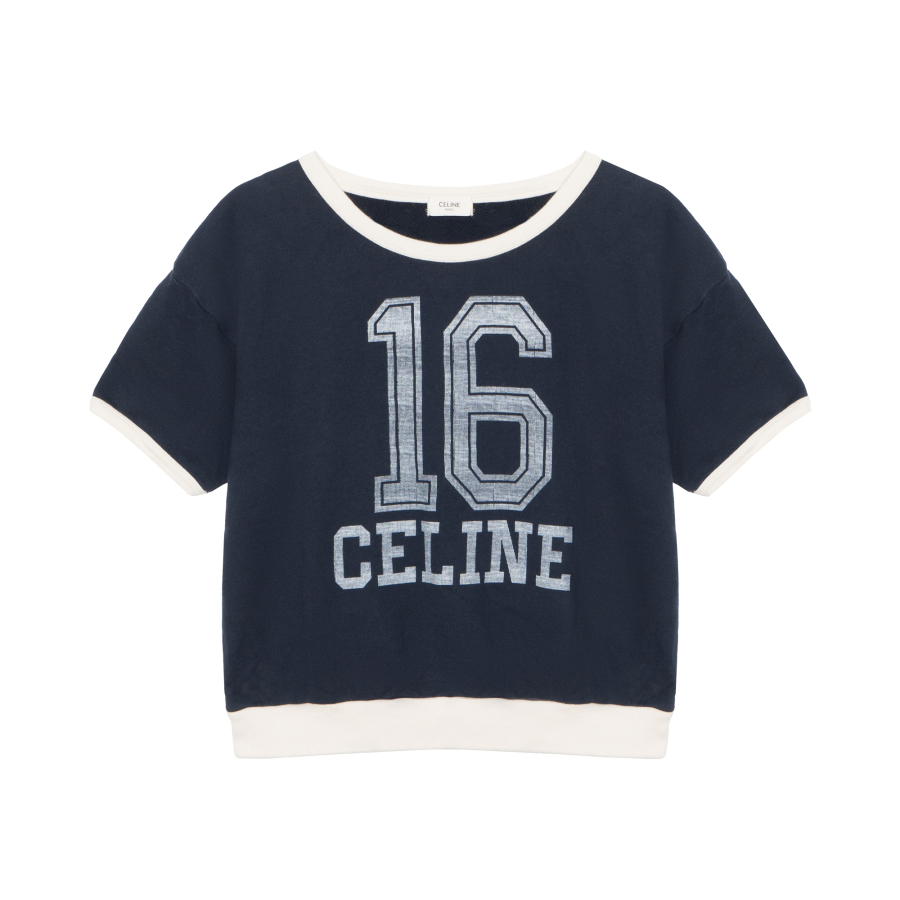 CELINE T Shirts Women's Marine Blue Crew Neck Moderate Other