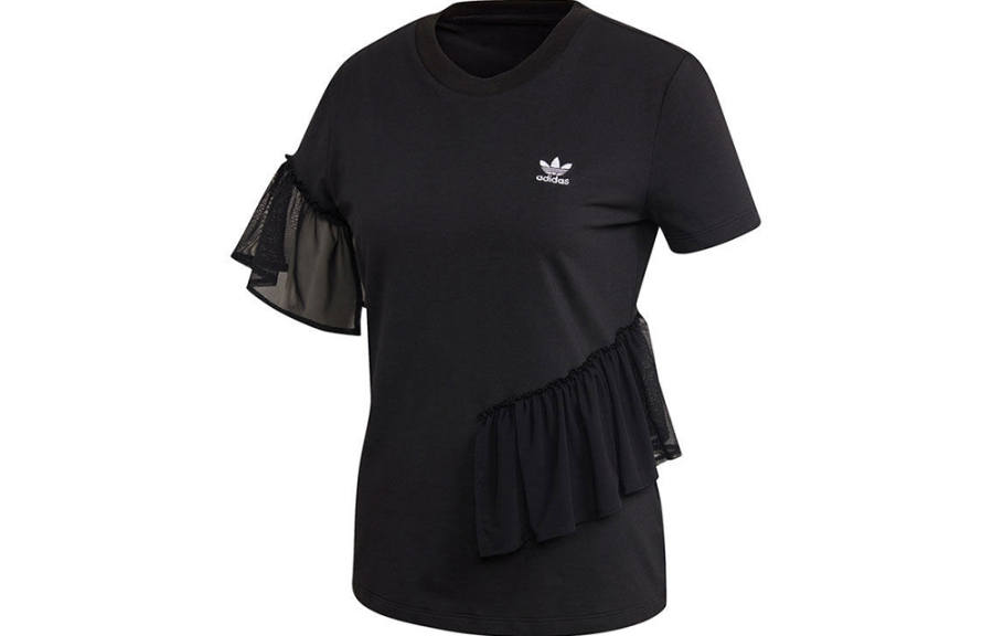 Adidas Originals Tulle T Shirts Women's Black Crew Neck Moderate Other