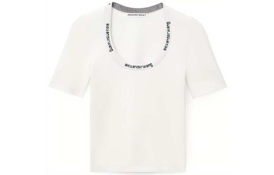 Alexander Wang T Shirts Women's White Crew Neck Moderate Straight Fit