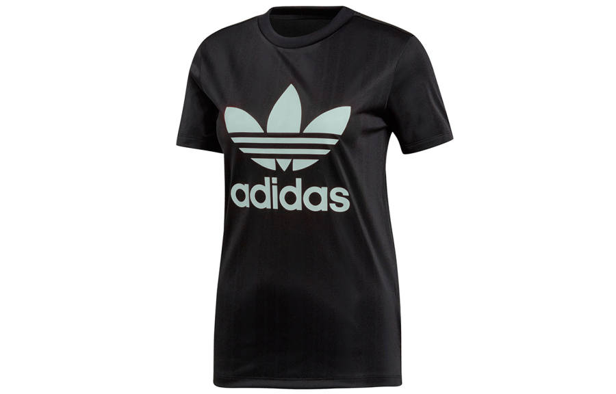 Adidas Originals Trefoil T Shirts Women's Black Crew Neck Moderate Straight Fit