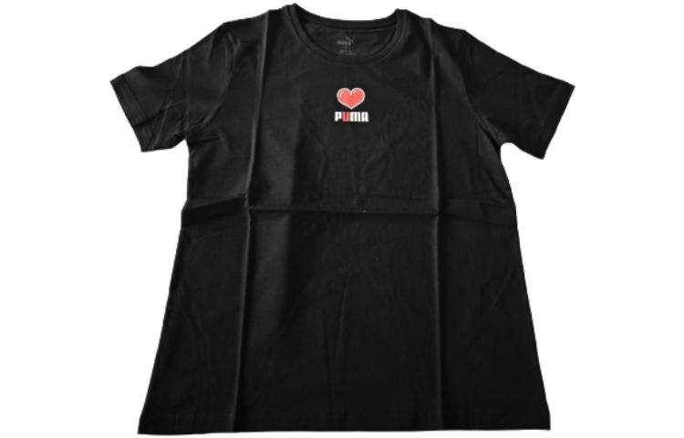PUMA T Shirts Women's Black Crew Neck Moderate Straight Fit