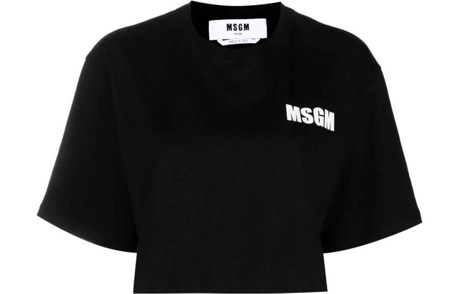 MSGM MSGM Logo Printed Cropped T-Shirt