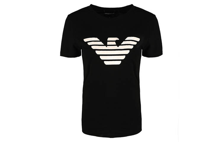 EMPORIO ARMANI T Shirts Women's Black Crew Neck Moderate Straight Fit