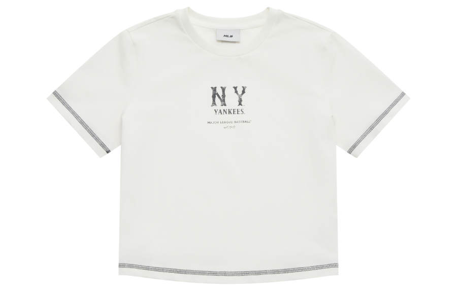 MLB New York Yankees Basic Collection SS25 Regular Sleeve T Shirt Women's Ivory