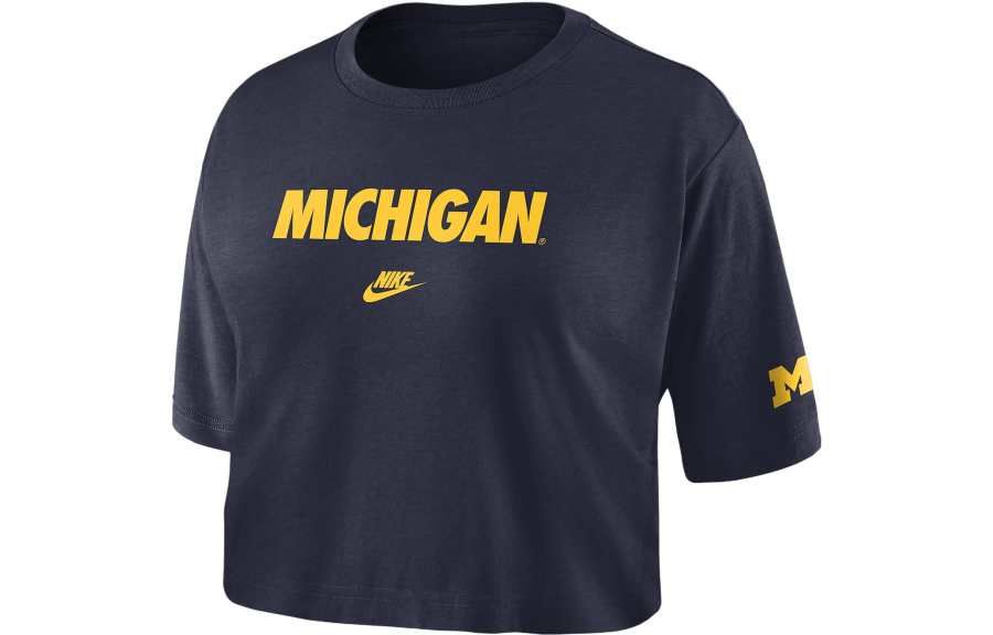 Nike Nike Michigan Athletic Prep Arch Women's Nike Brand Dri FIT College Cropped T Shirt