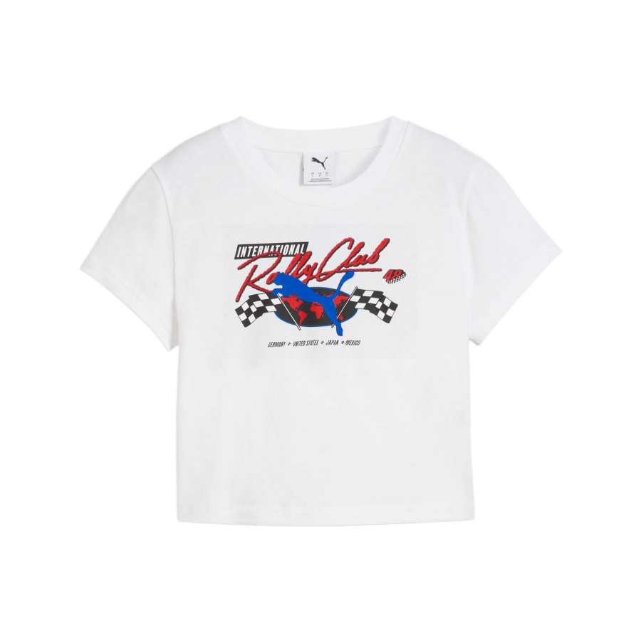 PUMA T Shirts Women's White Crew Neck Moderate Straight Fit