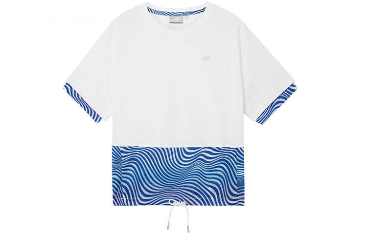 New Balance New Balance T Shirts Women's Blue White Multicolor Crew Neck Moderate Straight Fit