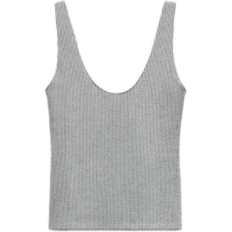 ZARA Tank Tops Women's Gray Crew Neck Moderate Other