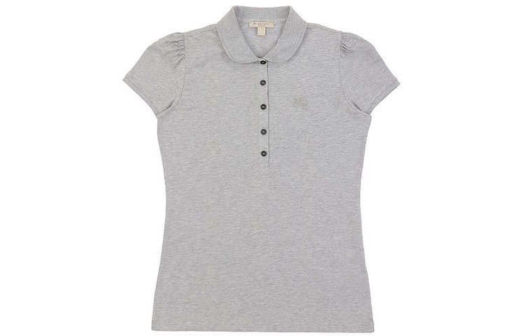 Burberry T Shirts Women's Gray Polo Collar Moderate
