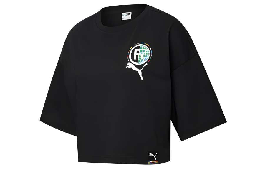 PUMA Drop Shoulder Sleeve T Shirt Women's Black