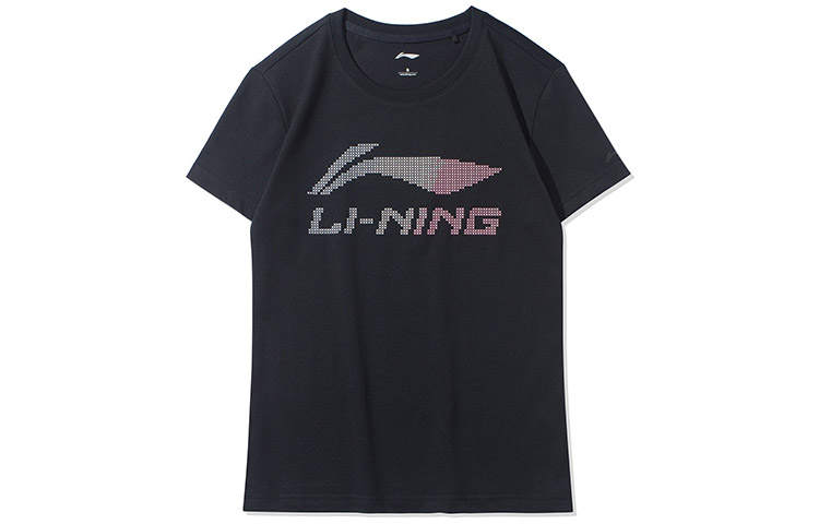 Li-Ning Li Ning Sports Fashion Collection T Shirts Women's Black Crew Neck Moderate Straight Fit