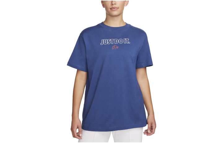 Nike Nike T Shirts Women's Blue Crew Neck Moderate Straight Fit