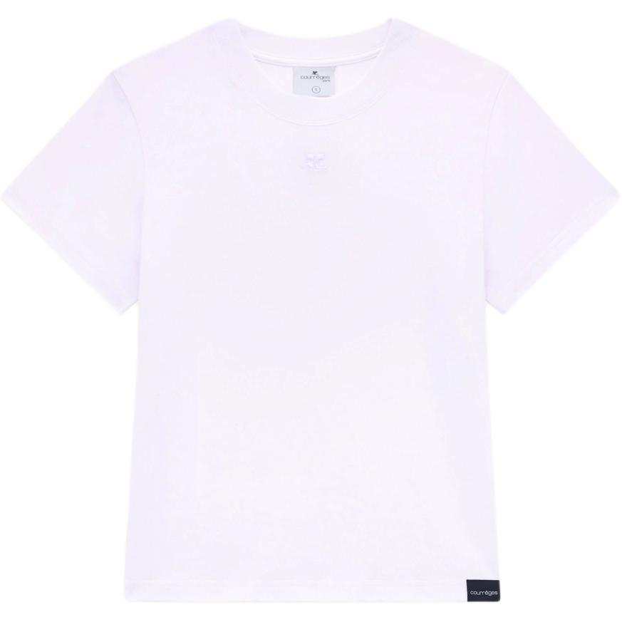 COURREGES Logo Embroidered Crewneck T Shirt