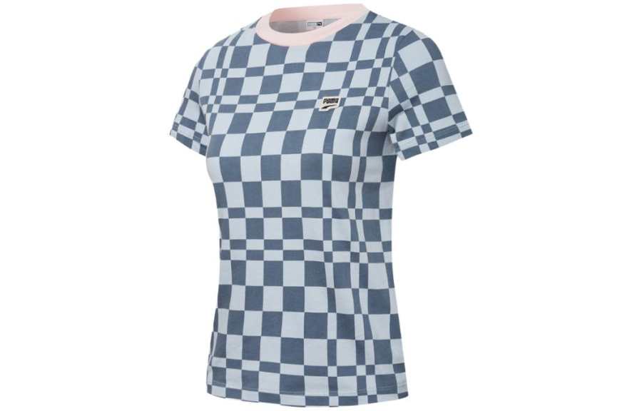 PUMA T Shirts Women's Blue Crew Neck Moderate Straight Fit