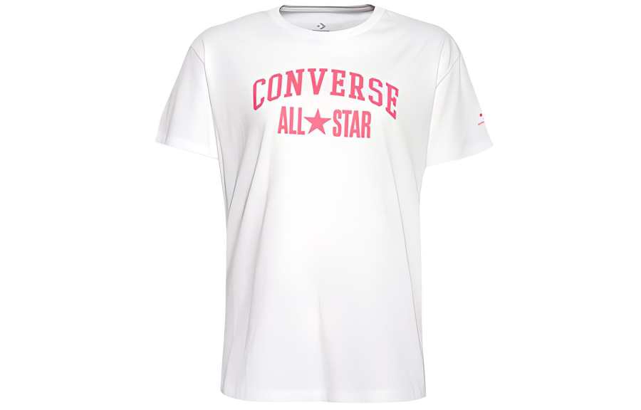 Converse T Shirts Women's White Crew Neck Moderate Straight Fit