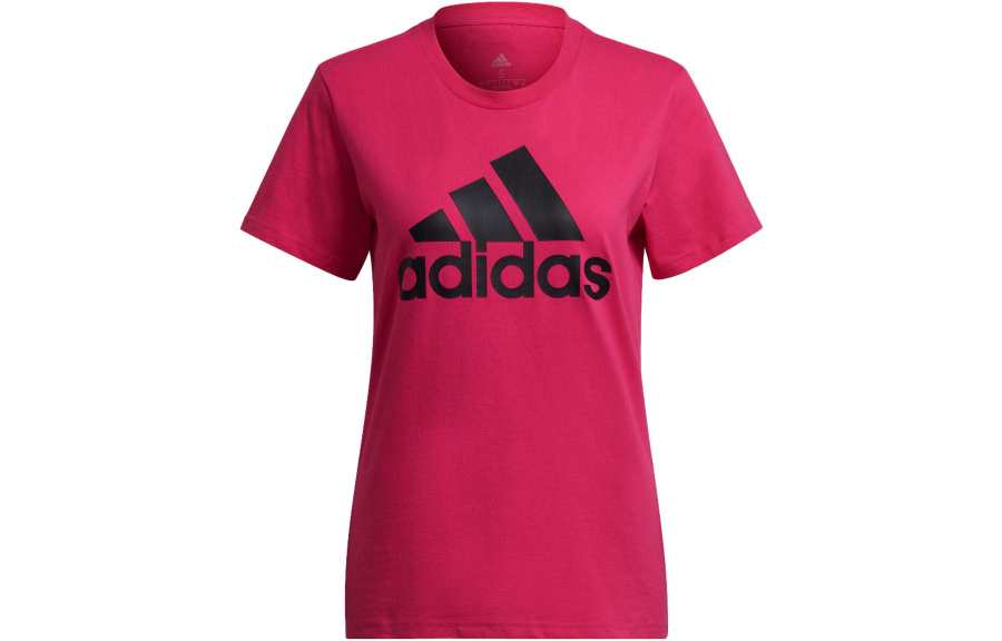 Adidas Adidas Essential T Shirts Women's Pink Crew Neck Moderate Straight Fit