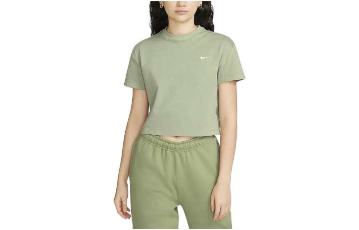 Nike Nike Crop Tops Women's Green Crew Neck Moderate