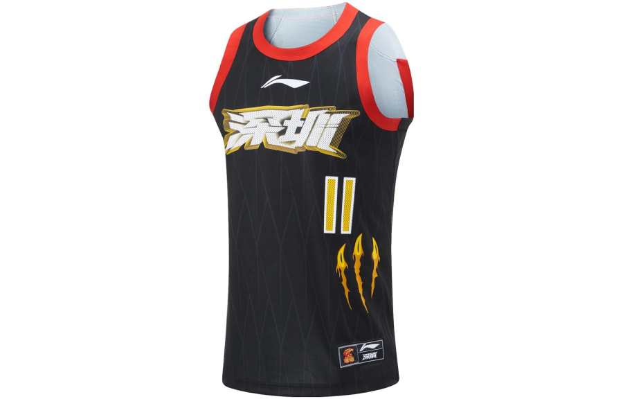 Li-Ning Li Ning CBA Collection Basketball Jersey Fan Edition, Shenzhen Marco Polo Team, Shen Zijie Size 11 Men's Black