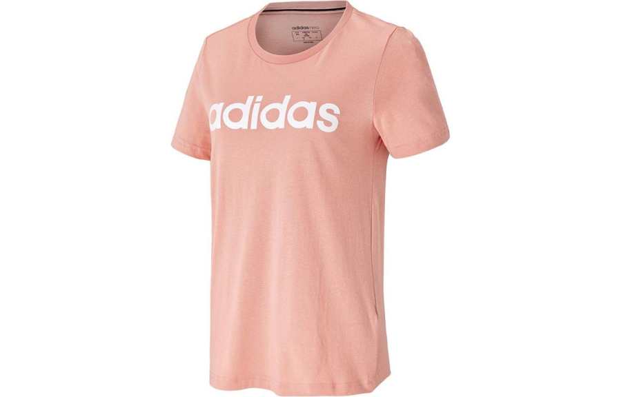 Adidas Neo T Shirts Women's Pink Crew Neck Moderate Straight Fit