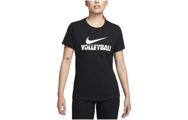 Nike Nike T Shirts Women's Black Crew Neck Moderate Straight Fit