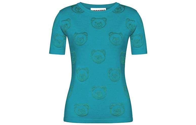 MOSCHINO T Shirts Women's Blue Crew Neck Moderate