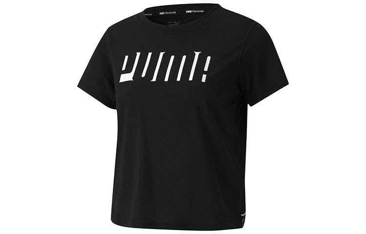 PUMA T Shirts Women's Black Crew Neck Moderate Straight Fit