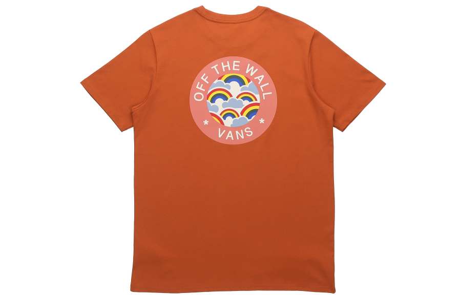 Vans T Shirts Women's Orange Crew Neck Moderate Straight Fit